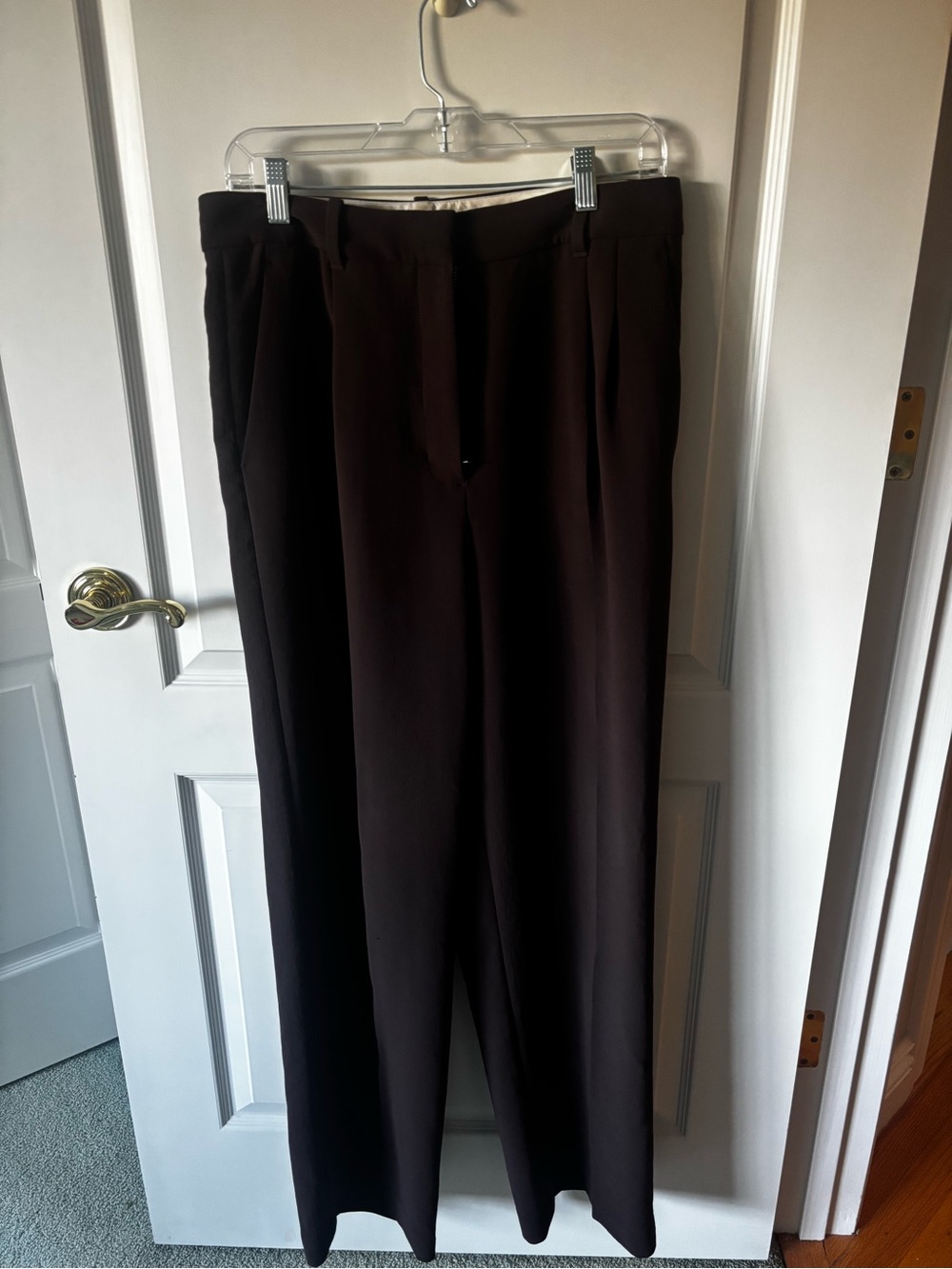 Aritzia Dark Brown High-Rise Wide-Leg Trousers